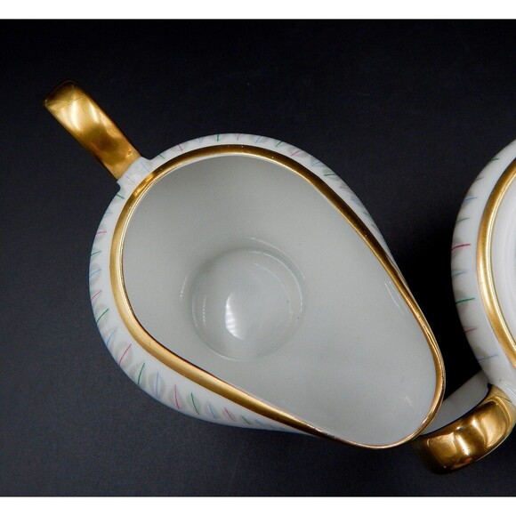 Edelstein Bavaria Contessa Sugar And Creamer Gold Trim 19673 Feather Germany - Picture 6 of 11